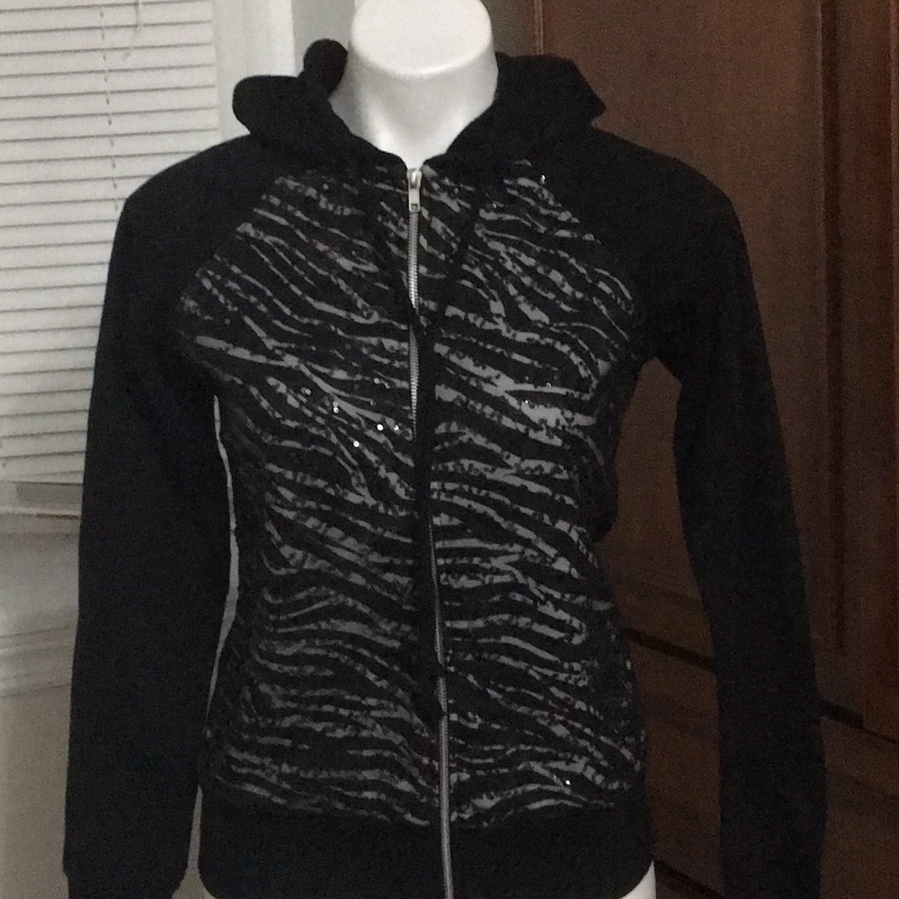 Mandee zebra hooded zip jacket